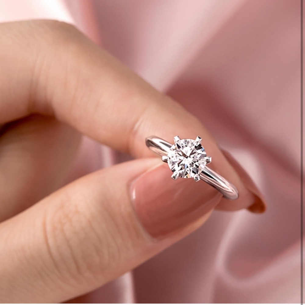 1 Carat D Color VVS1 Clarity Moissanite Rings Round Cut Moissanite Gold Plated